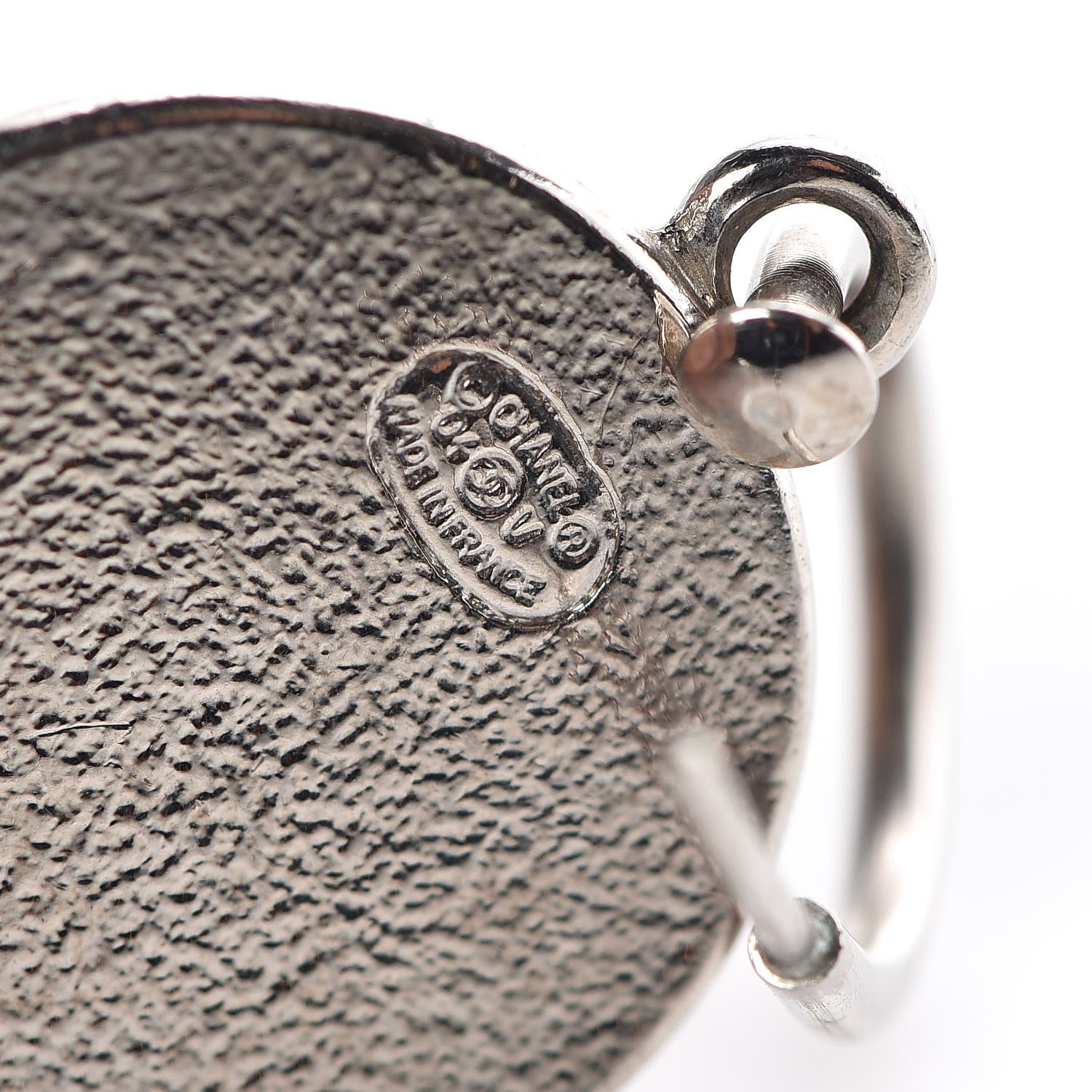 Chanel Enamel CC Earrings Black Silver 4 of 4