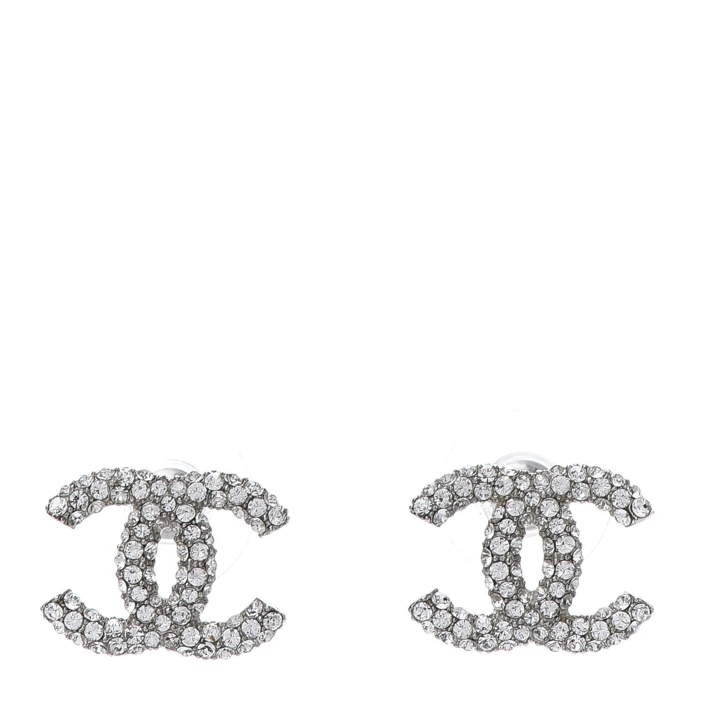 Crystal Large CC Earrings Silver