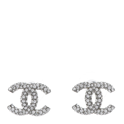 Chanel Crystal Large CC Earrings Silver 1 of 5
