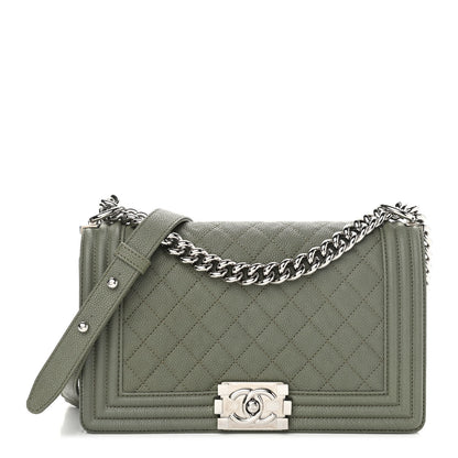 Chanel Caviar Quilted Medium Boy Flap Green 1 of 11