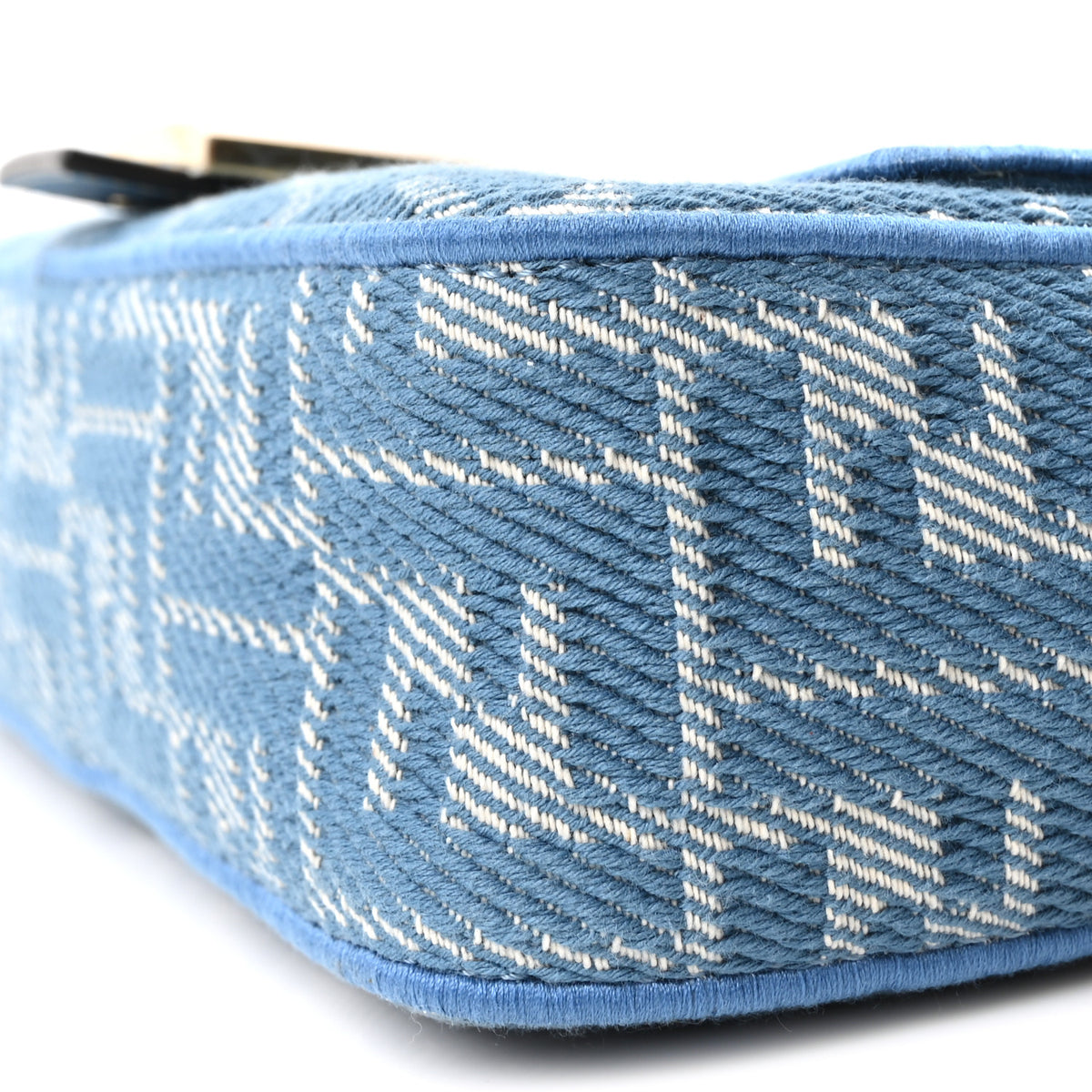 Fendi Denim Effect Fabric Jacquard FF Vitello Grace Mamma Baguette Blue 11 of 11
