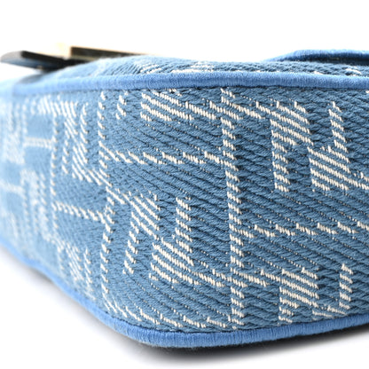 Fendi Denim Effect Fabric Jacquard FF Vitello Grace Mamma Baguette Blue 11 of 11
