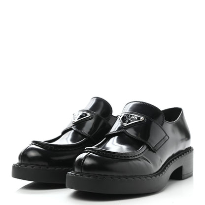 Prada Spazzolato Metal Triangle Logo 50mm Loafers 36 Black 3 of 9