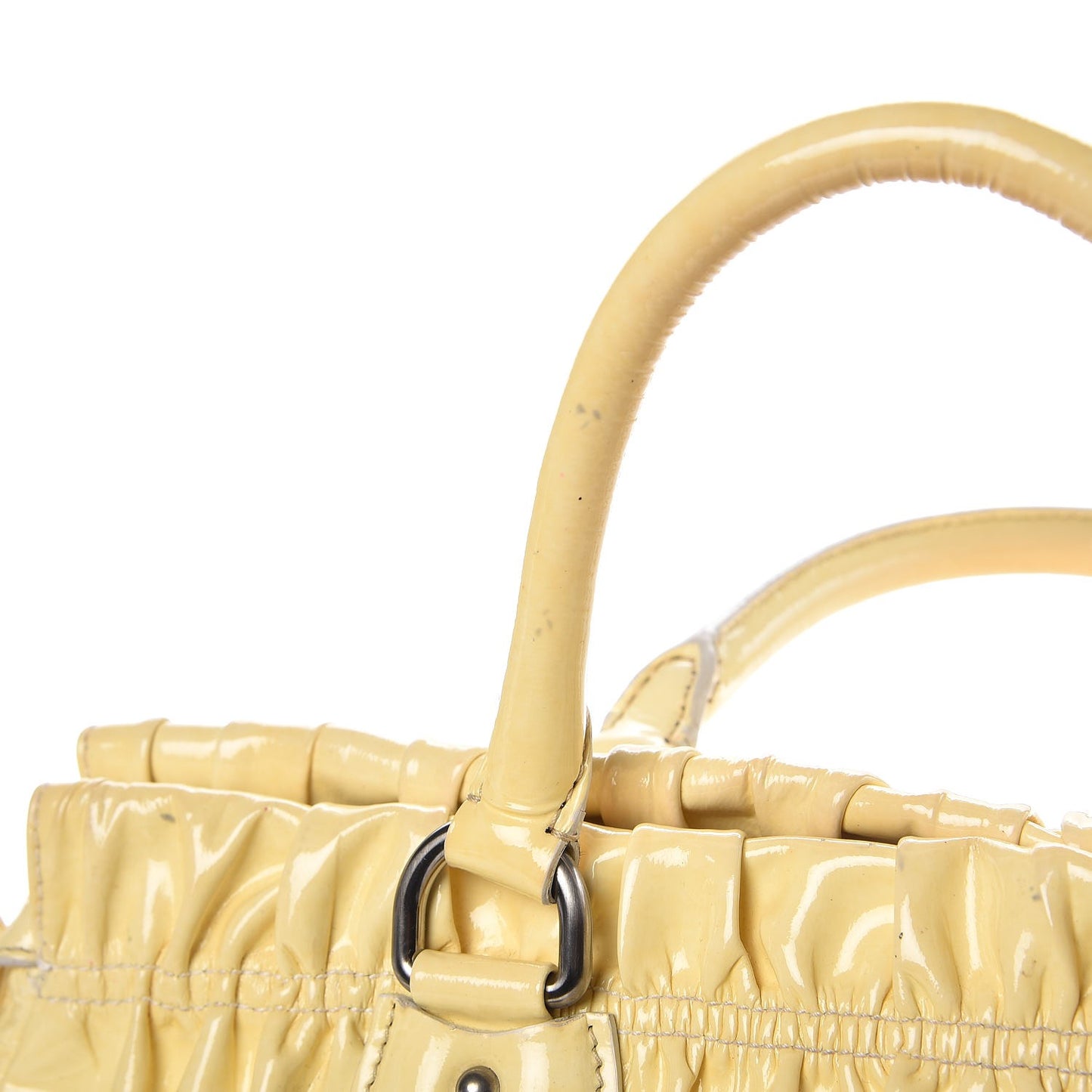 Vernice Dressy Gaufre Shopping Satchel White