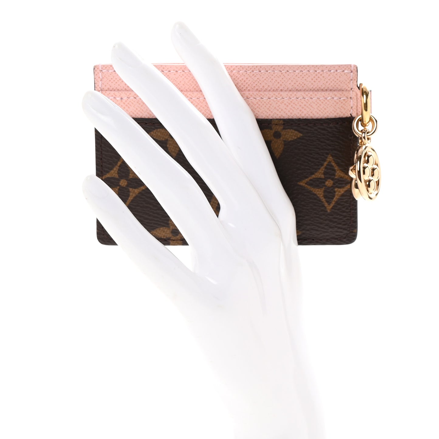 Monogram LV Charms Card Holder Rose Ballerine