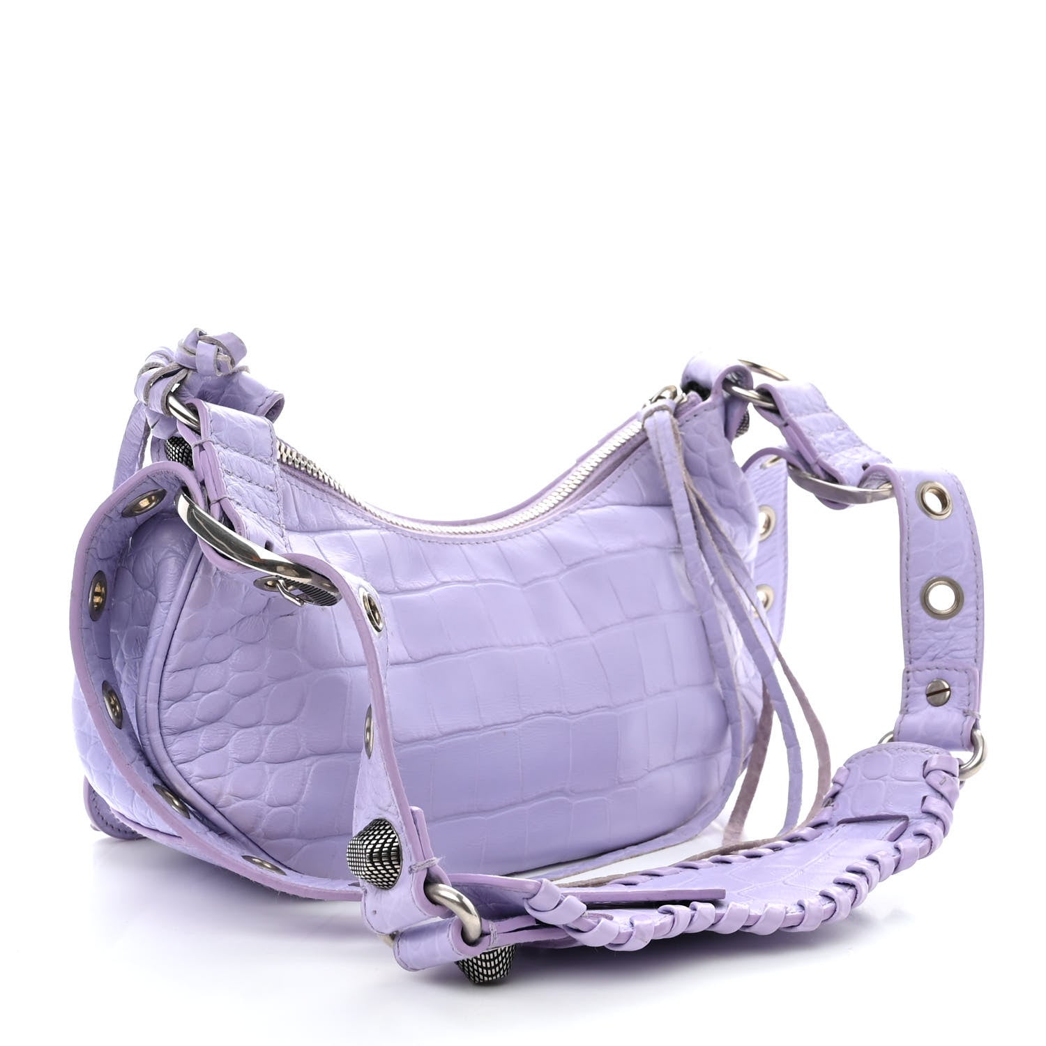 Balenciaga Extra Supple Calfskin Crocodile Embossed Le Cagole Shoulder Bag XS Lilac 3 of 11