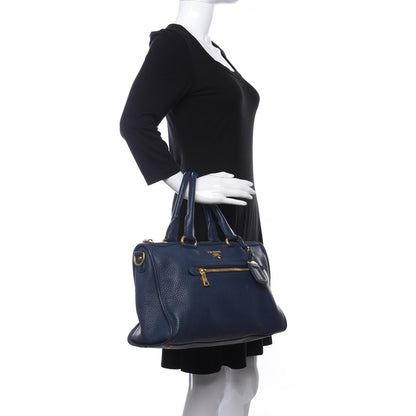 Prada Vitello Daino Shopping Satchel Baltico 3 of 10