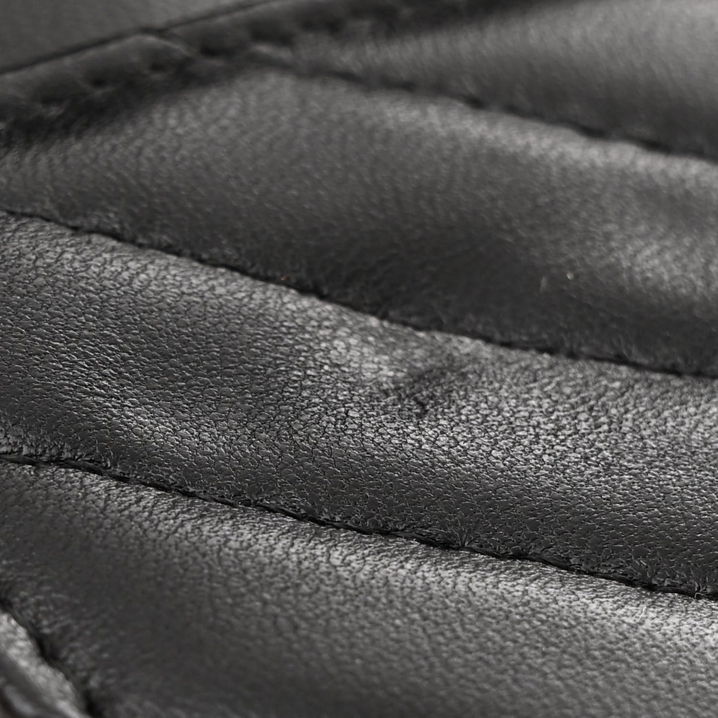 Lambskin Chevron Quilted Trendy CC Wallet On Chain WOC Black