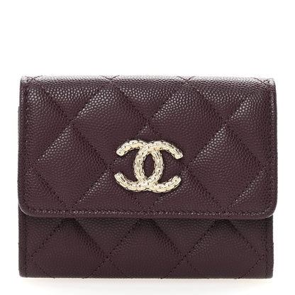 Chanel Caviar Quilted Textured CC Flap Card Holder Purple 1 of 8