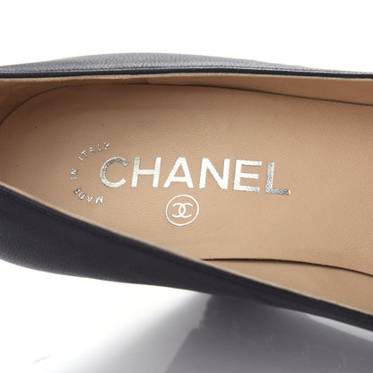 Chanel Lambskin Patent Cap Toe Wedges 37.5 Black 8 of 10