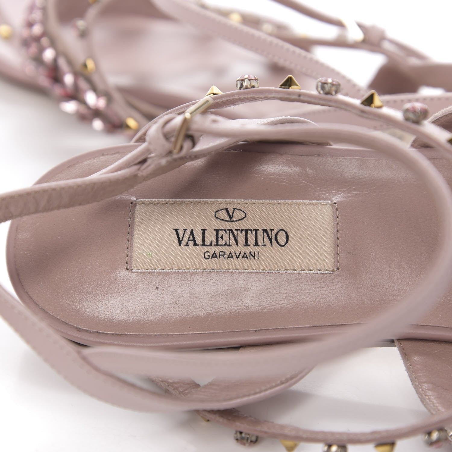 Valentino Garavani Suede Crystal Flat Sandals 39 Pink 6 of 7