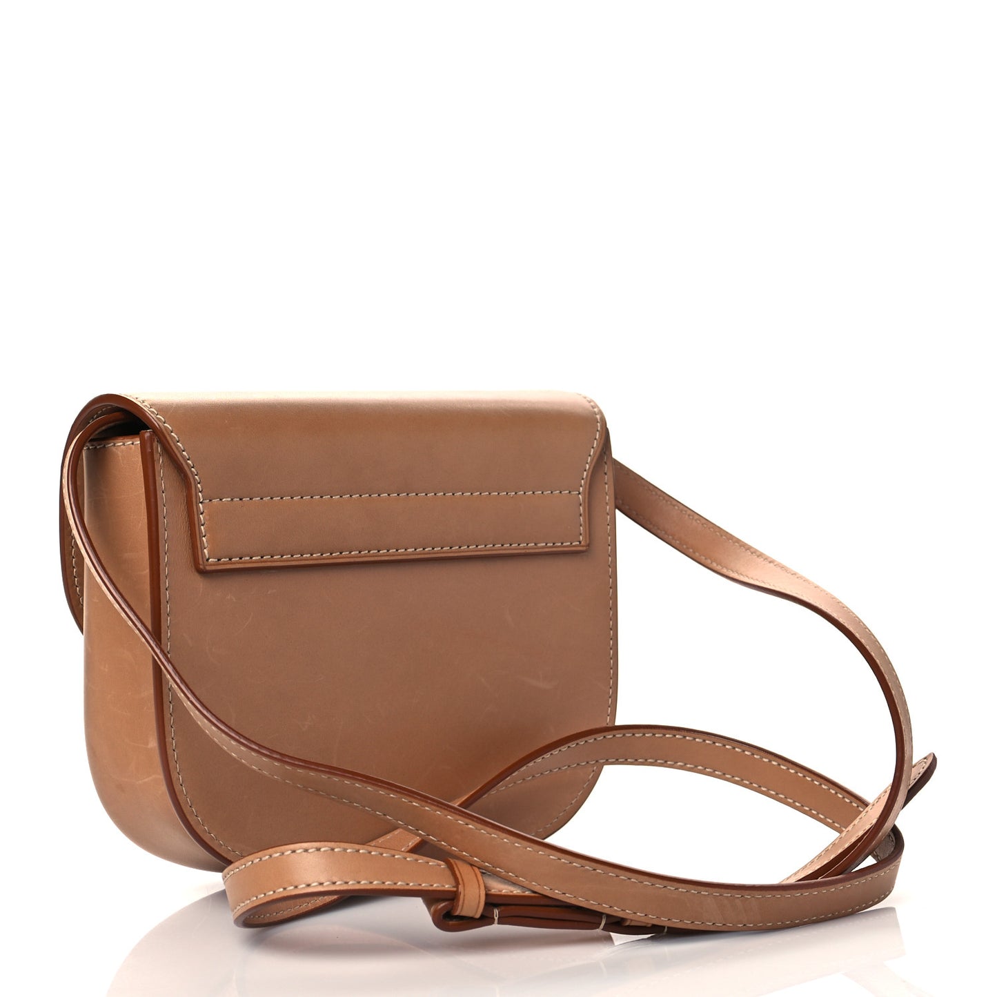 Smooth Vintage Calfskin Small Kaia Satchel Brown Gold