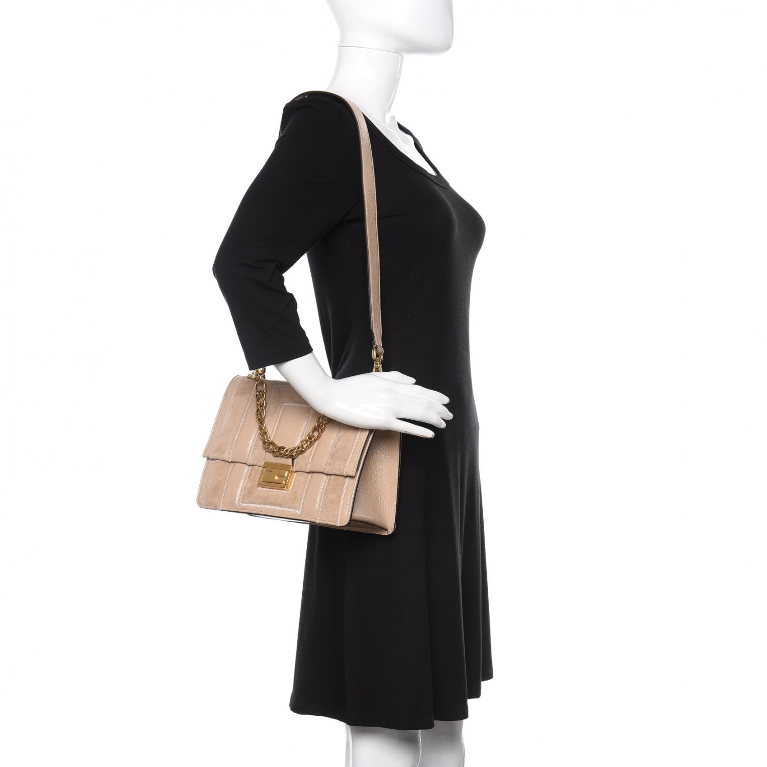 Fendi Agnello Old Shine Chamois F is Fendi Embossed Kan U Shoulder Bag Amido Nude 2 of 10