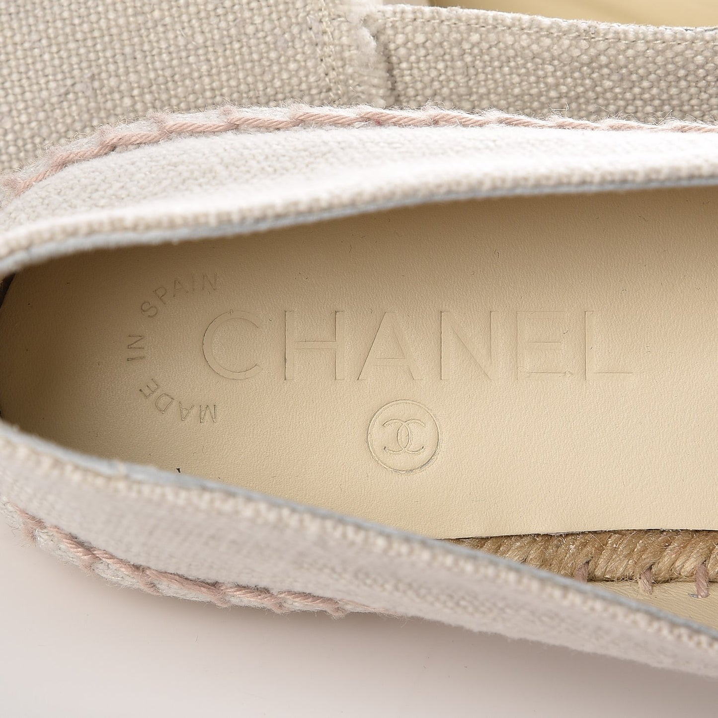 Linen CC Espadrilles 38 Beige Black