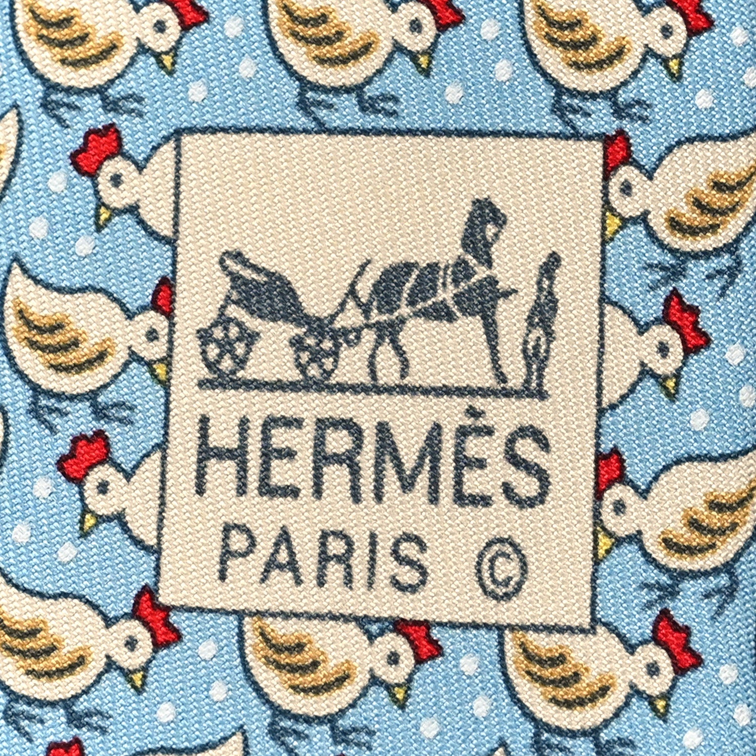 Hermes Printed Silk Mens Neck Tie Bleu 3 of 5