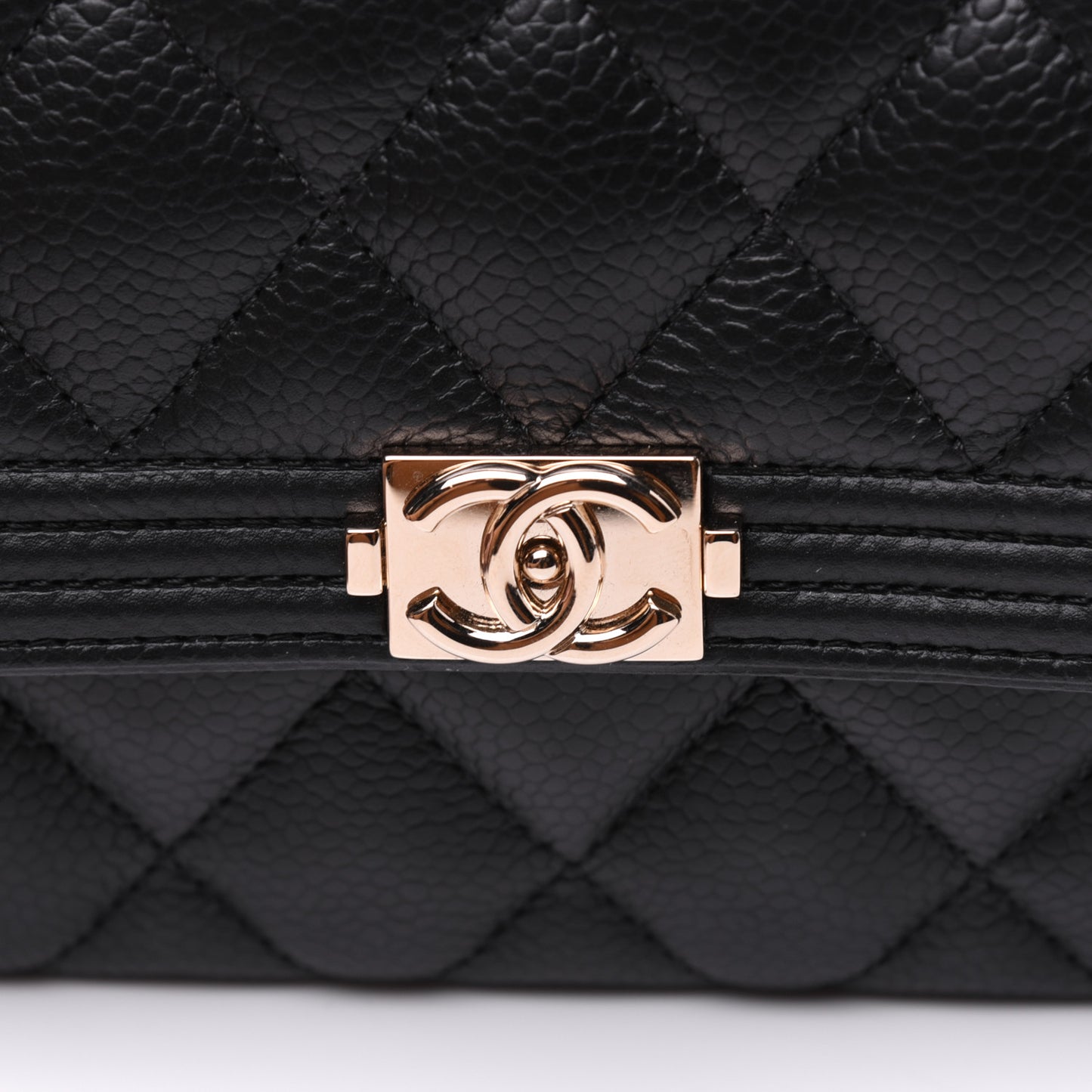 Caviar Quilted Long Boy Flap Wallet Black