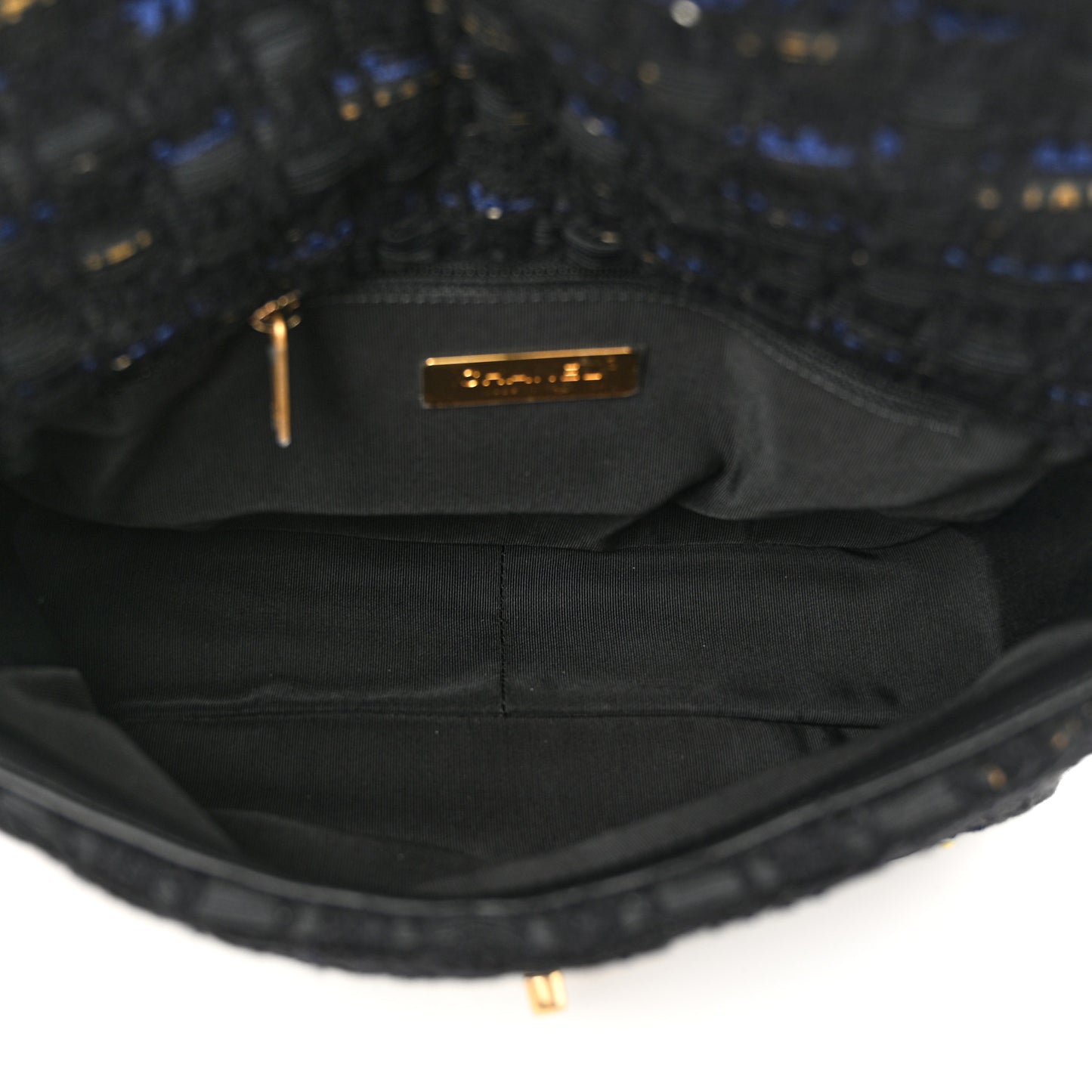 Tweed Quilted Medium Chanel 19 Flap Black Navy Gold