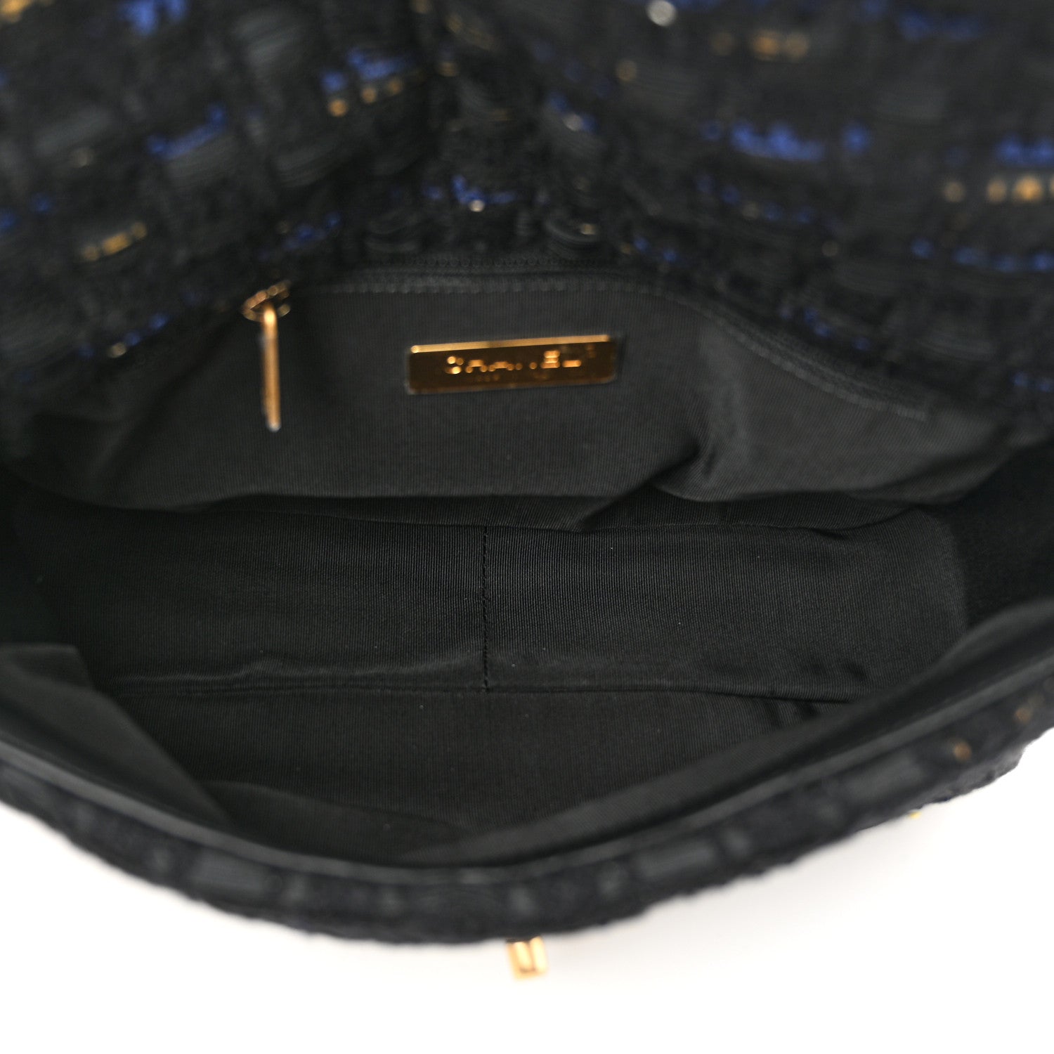 Chanel Tweed Quilted Medium Chanel 19 Flap Black Navy Gold 5 of 10
