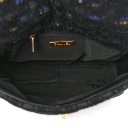 Chanel Tweed Quilted Medium Chanel 19 Flap Black Navy Gold 5 of 10