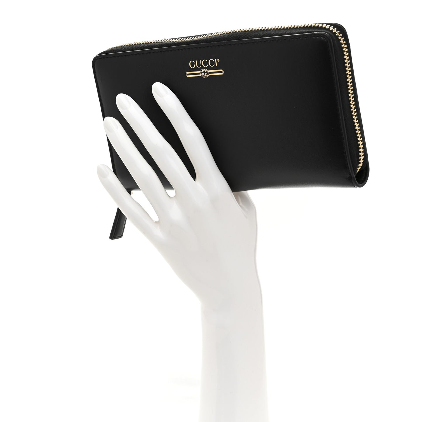 Plutone Calfskin Logo Zip Around Wallet Black