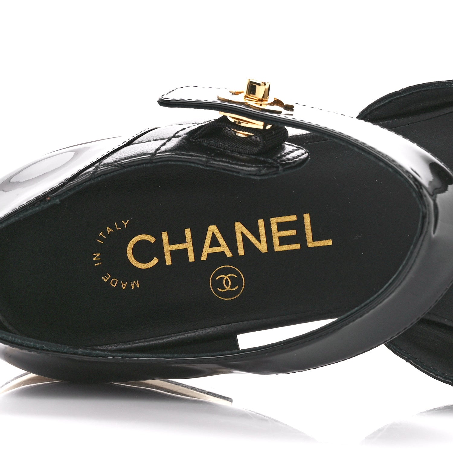 Chanel Lambskin Patent Quilted Cap Toe Ballerina Flats 38 Black 7 of 8