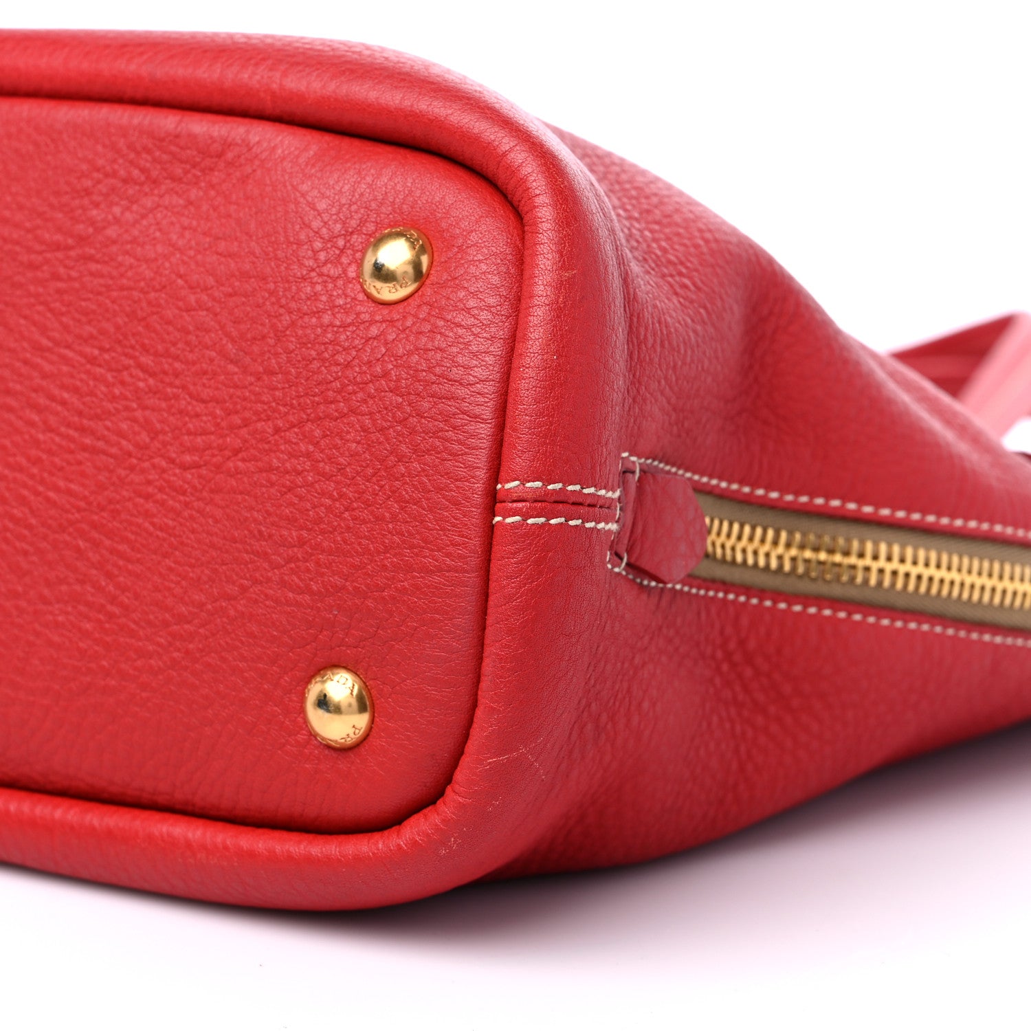 Prada Vitello Daino Side Zip Shopper Tote Rosso 8 of 8