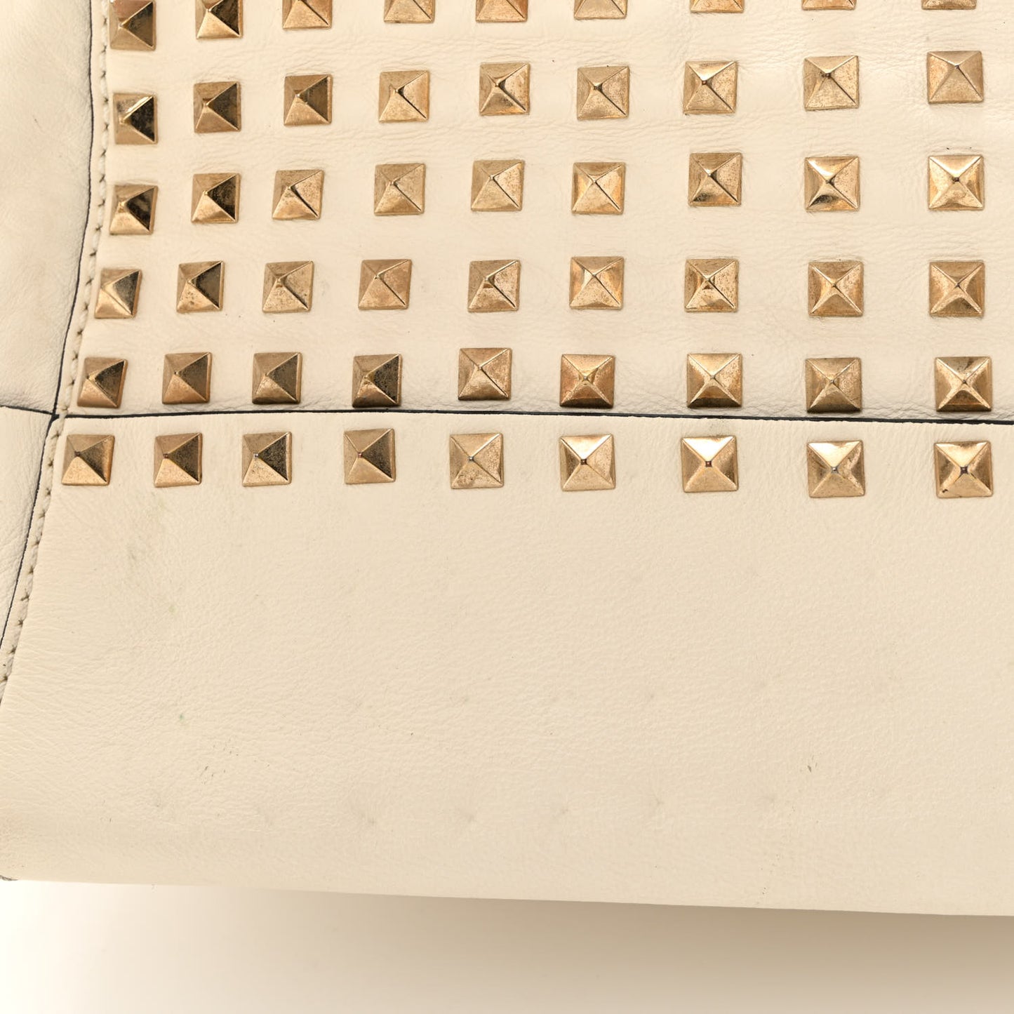 Vitello Rockstud All Over New Dome Bucket Tote Ivory