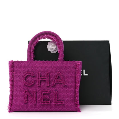 Chanel Wool Tweed Large Zipped Shopping Tote Magenta 11 of 11