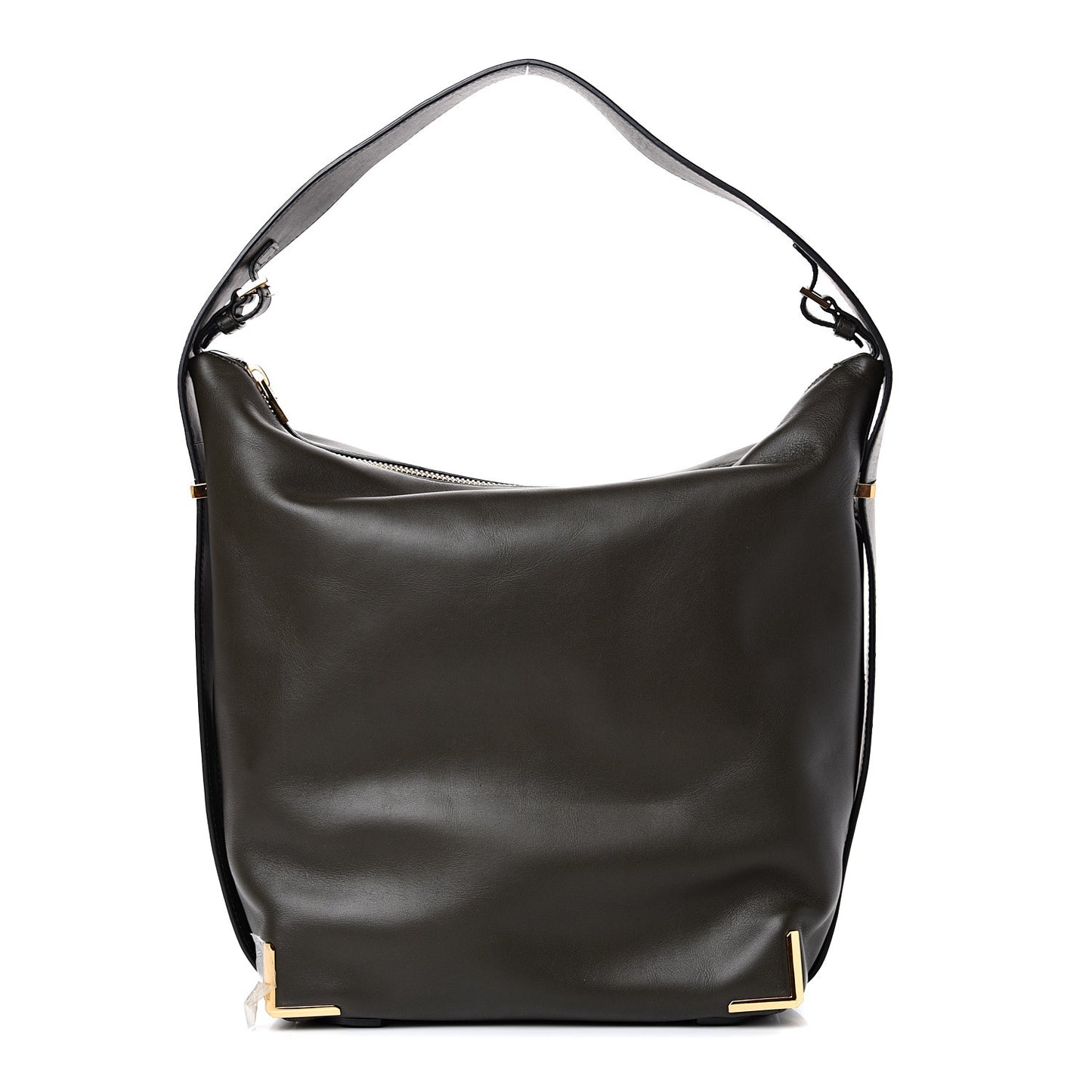 Calfskin Prisma Skeletal Hobo Dark Green Gold Hardware