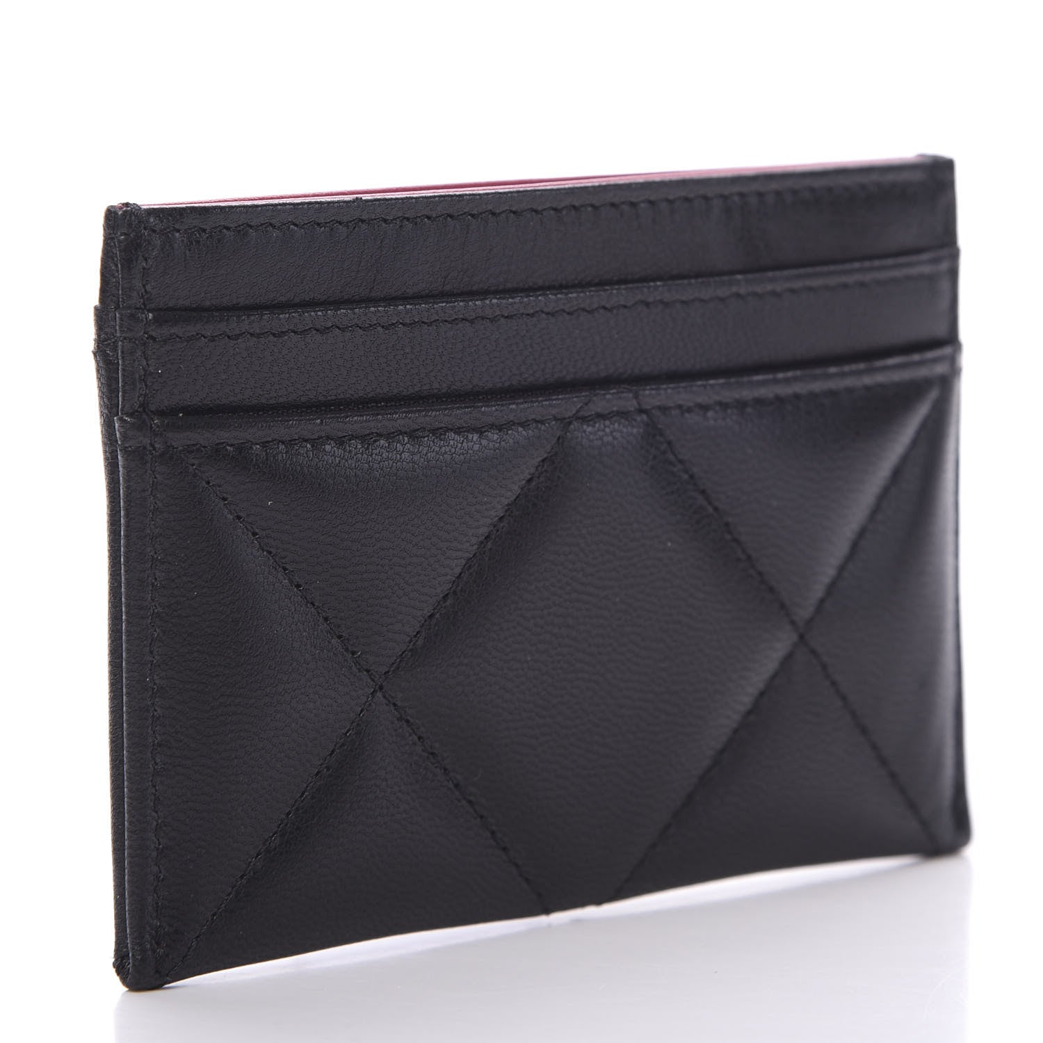Chanel Shiny Goatskin Quilted Chanel 19 Card Holder Black 2 of 8