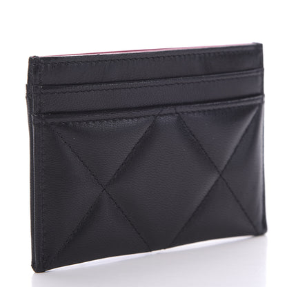 Chanel Shiny Goatskin Quilted Chanel 19 Card Holder Black 2 of 8