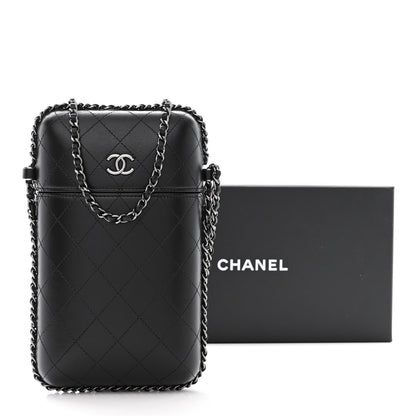 Chanel Lambskin Quilted Chain Around Phone Holder Black 11 of 11