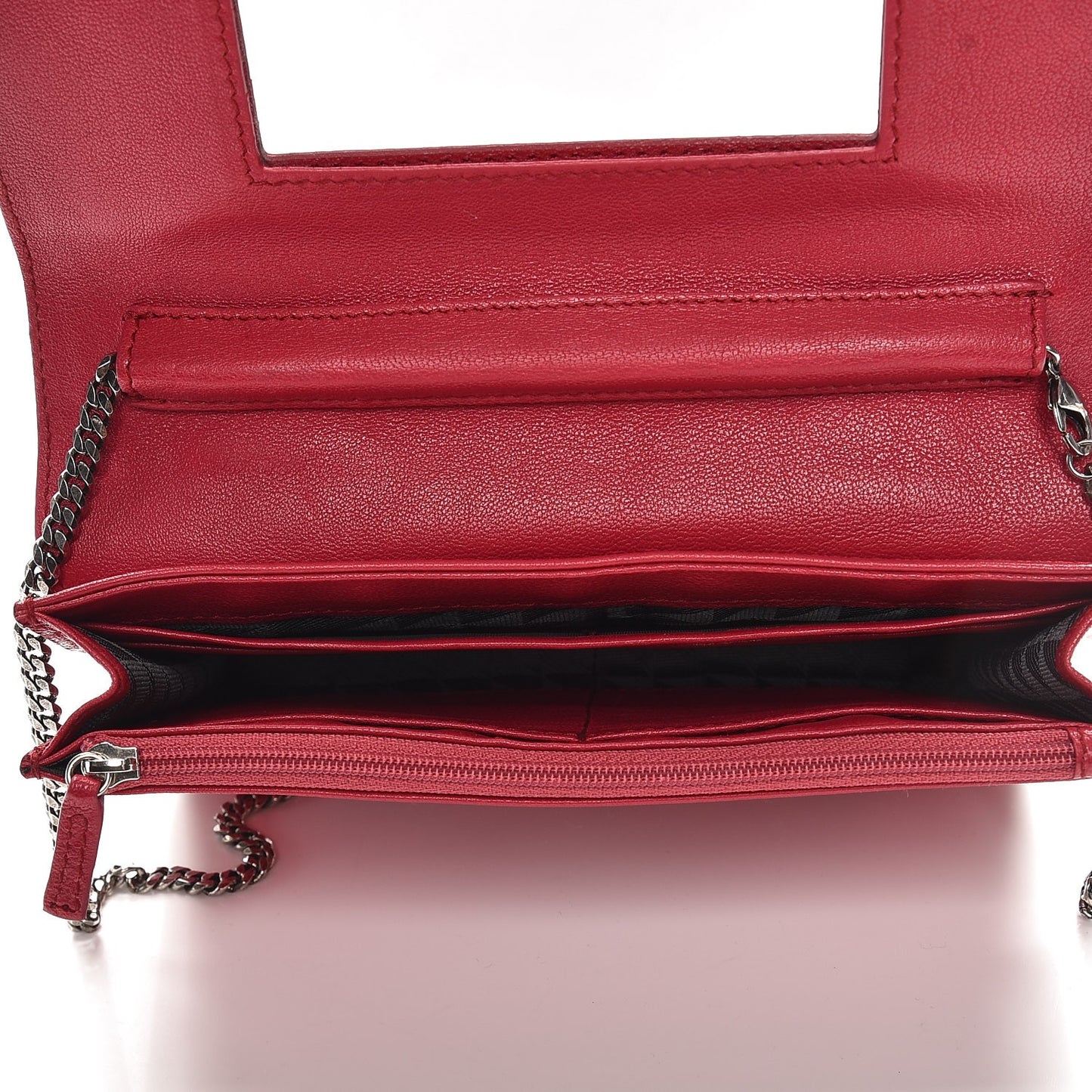 Lambskin PS1 Large Chain Wallet Red