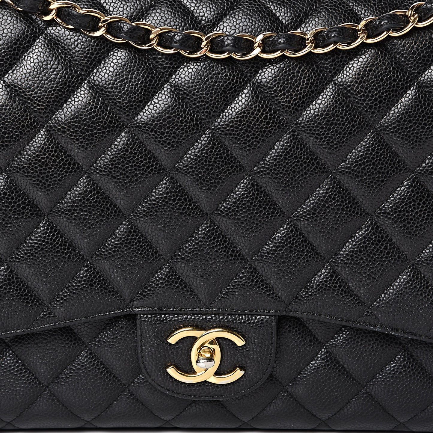 Caviar Quilted Maxi Double Flap Black