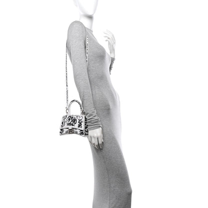 Balenciaga Smooth Calfskin Graffiti Hourglass Top Handle Bag XS White Black 2 of 14