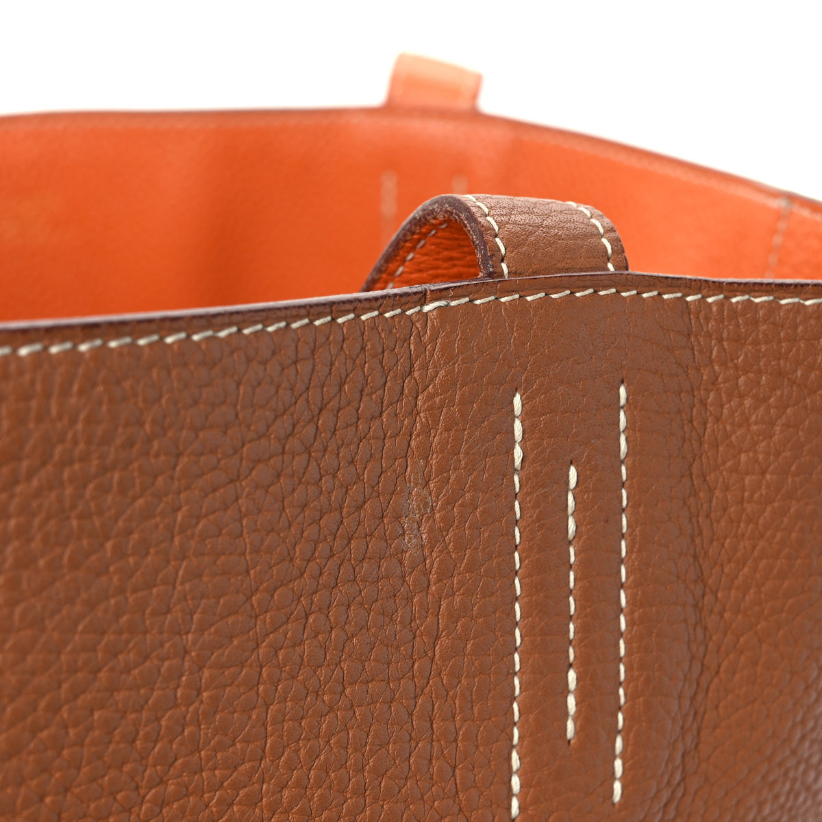 Hermes Taurillon Clemence Double Sens 45 Reversible Tote Orange Gold 21 of 21