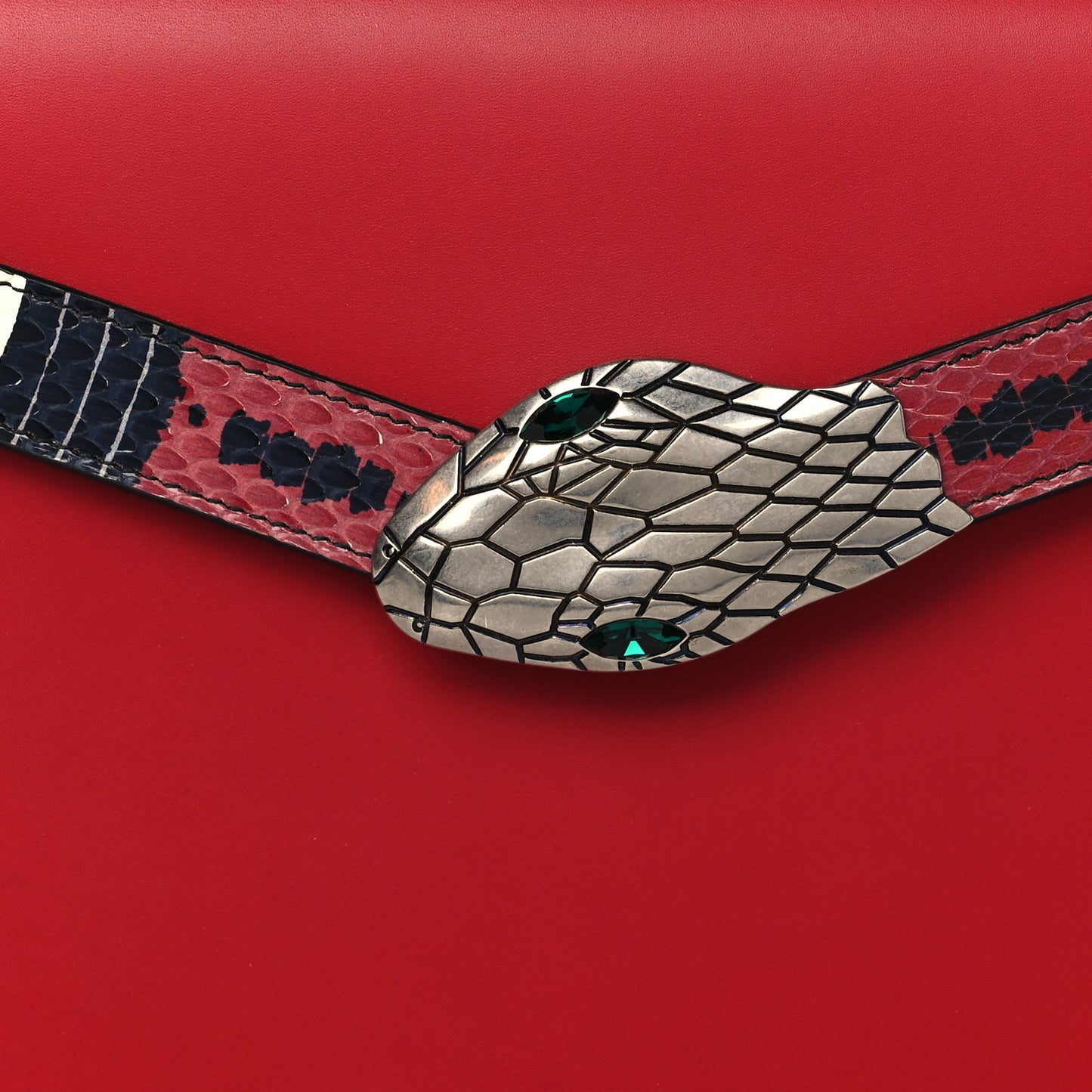 Calfskin Snakeskin Small Lilith Top Handle Bag Red