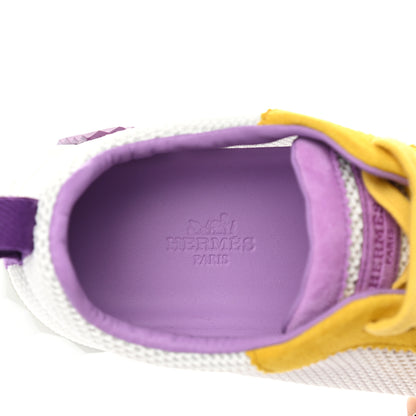 Hermes Air Mesh Suede Goatskin Bouncing Sneakers 36.5 White Multicolor 7 of 10