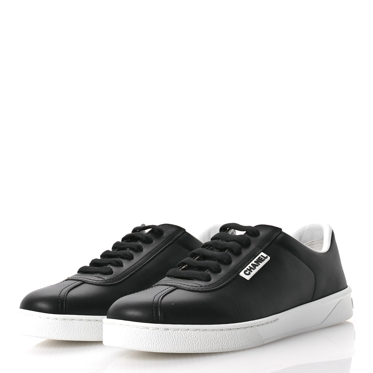Chanel Calfskin CC Womens Sneakers 38 Black 4 of 8
