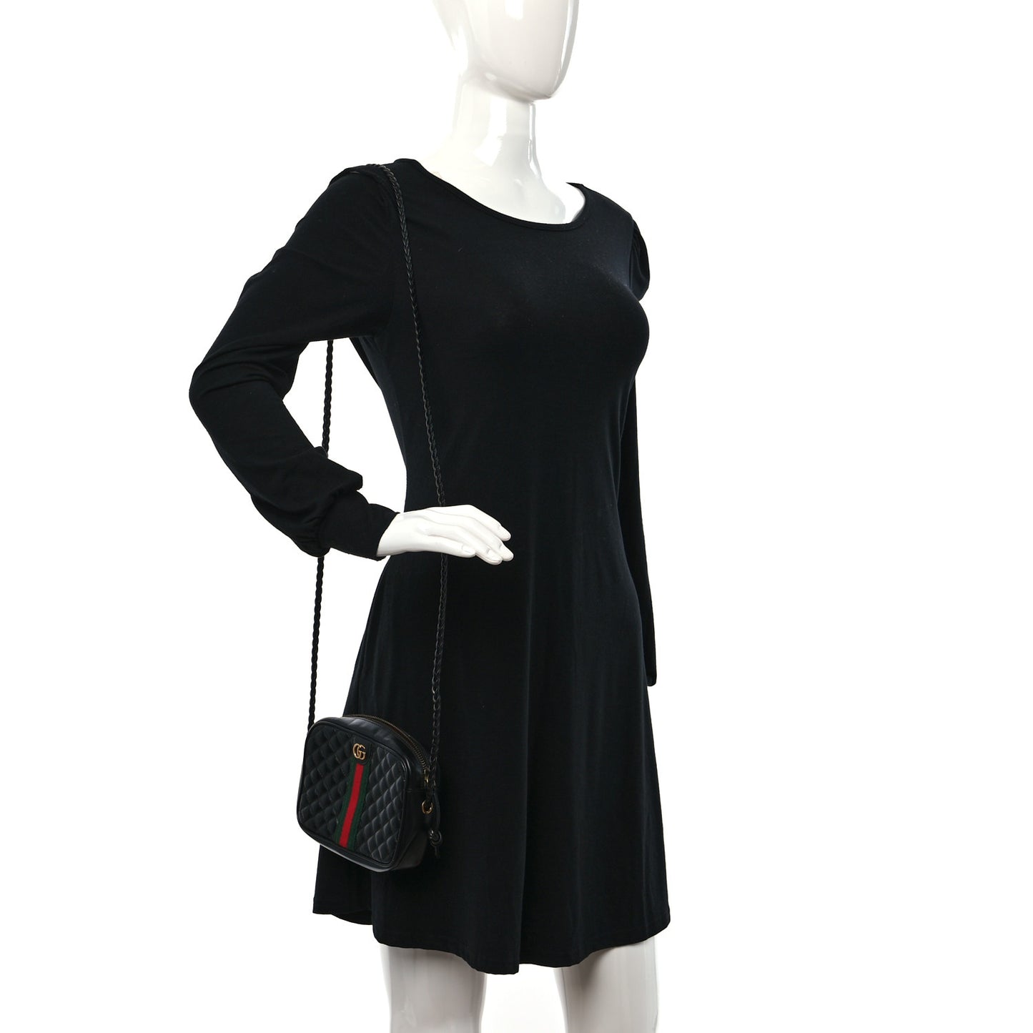 Calfskin Trapuntata Web Mini GG Shoulder Bag Black