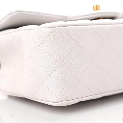 Chanel Iridescent Lambskin Quilted Mini Top Handle Rectangular Flap White 8 of 10