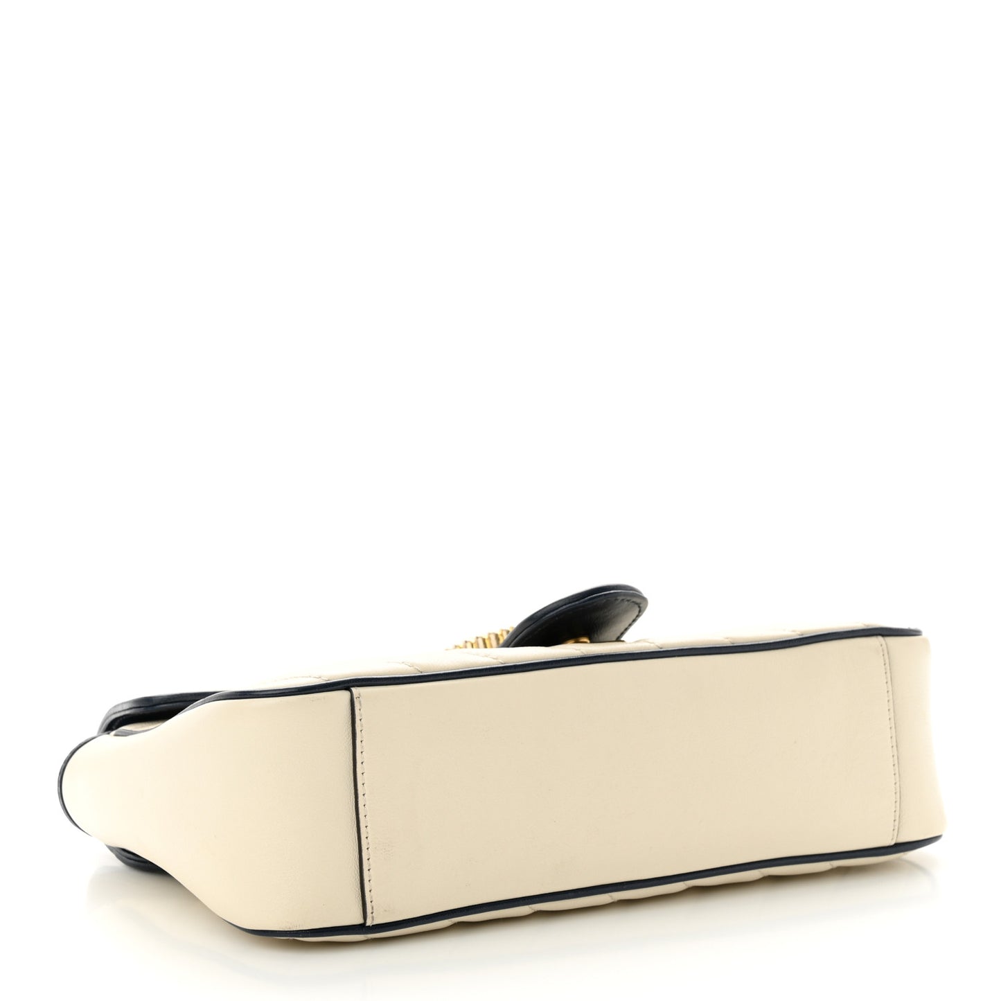 Vintage Effect Calfskin Matelasse Diagonal Small Torchon GG Marmont Shoulder Bag Mystic White Blue Agata
