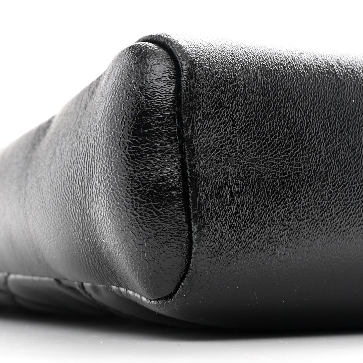 Shiny Crumpled Calfskin Quilted Mini 31 Shopping Bag Black