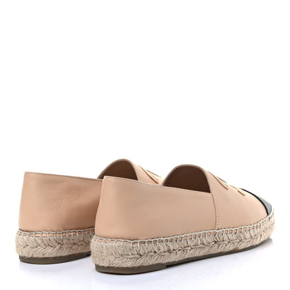 Chanel Lambskin CC Espadrilles 38 Beige Black 3 of 6