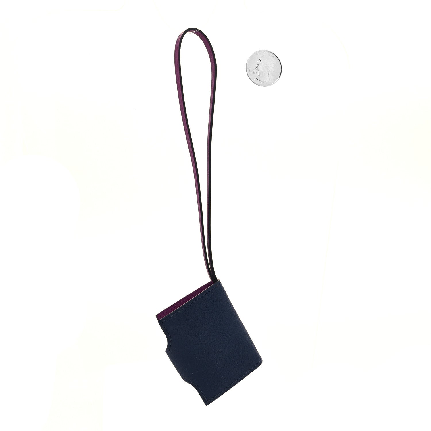Hermes Togo Swift Verso Ulysse Nano Bag Charm Bleu Saphir Anemone 2 of 4