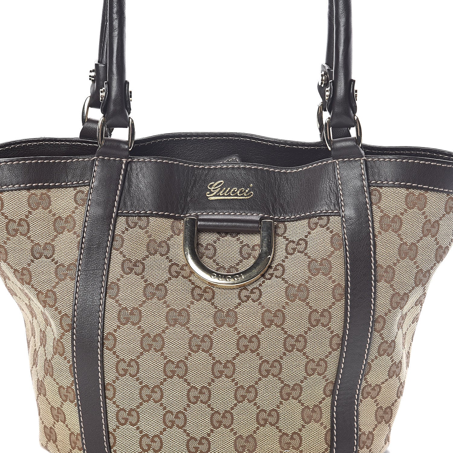 Gucci Monogram Small Gold D Ring Tote Brown 8 of 12