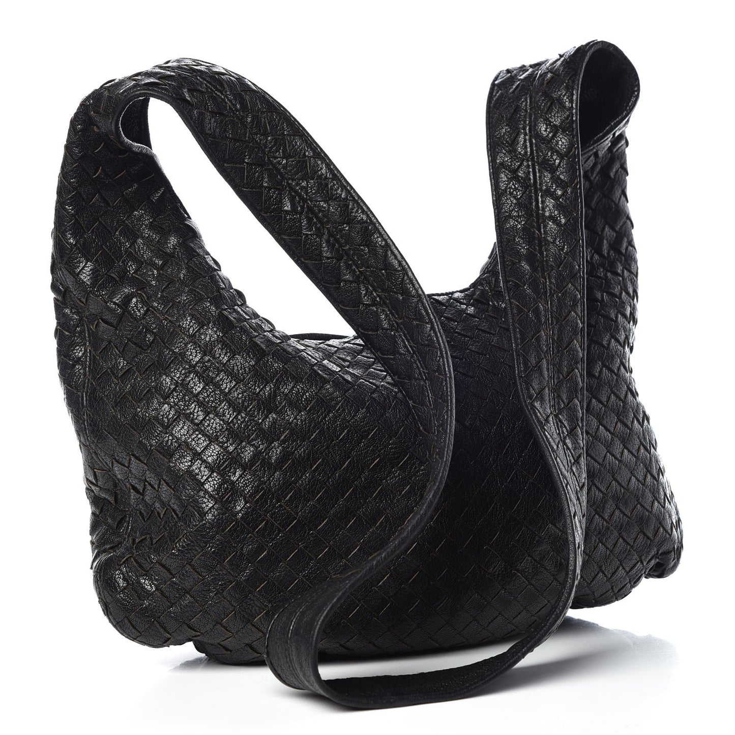 Nappa Intrecciato Shoulder Bag Black