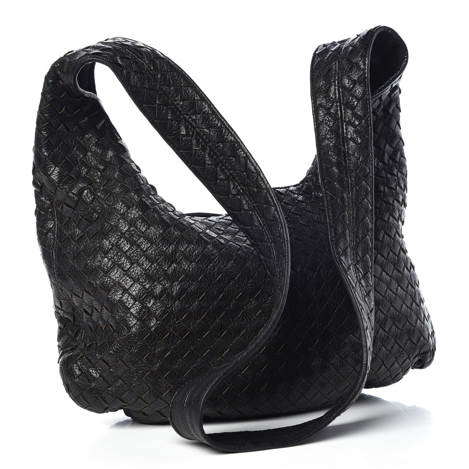 Bottega Veneta Nappa Intrecciato Shoulder Bag Black 3 of 17
