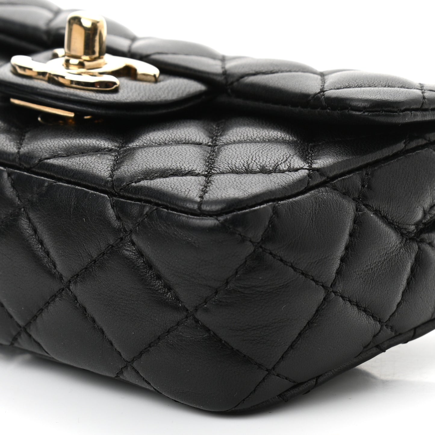 Lambskin Quilted Extra Mini Flap Black