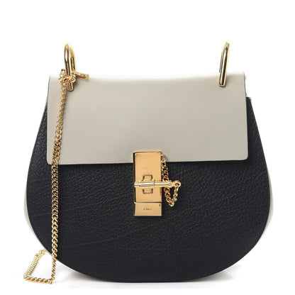 Chloe Grained Calfskin Lambskin Bi-Color Drew Shoulder Bag Black 1 of 7